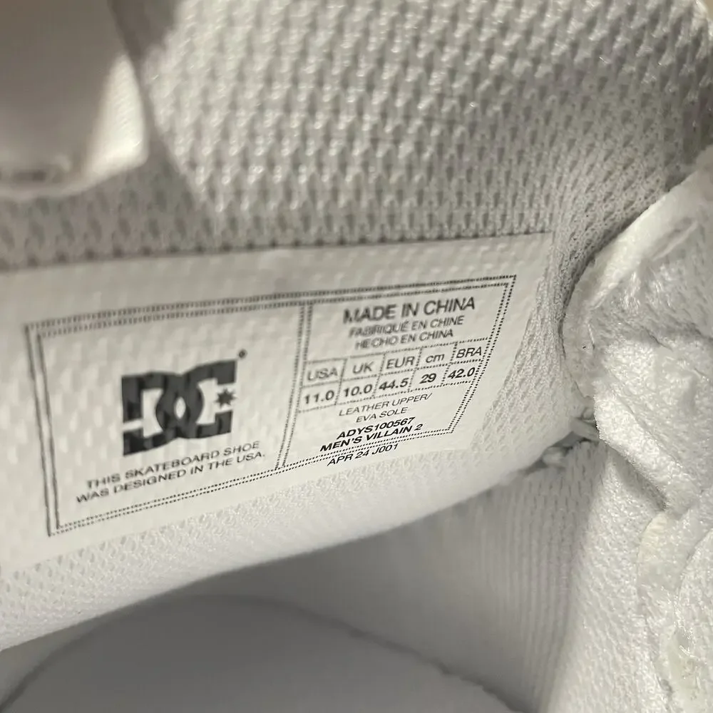 DC Shoes Mens Size 11 Shoes NEW Villain 2 White Leather Skate Loafers Unilite